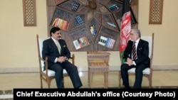 Afghanistan's Chief Executive Abdullah Abdullah hosted Pakistan's National Security Adviser Nasser Janjua in Kabul, March 17, 2018. 