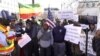 Ethiopian-Americans rally against the Trump administration's involvement in negotiations over the Great Ethiopian Renaissance Dam project, in Washington, Feb. 27, 2020. (Habtamu Seyoum/VOA)