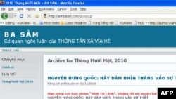 Trang blog anhbasam không còn một nội dung nào khác ngoài một bài viết chỉ trích một cây bút bất đồng chính kiến nổi tiếng hiện đang sống ở nước ngoài