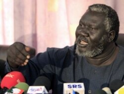 FILE - Sudan People's Liberation Movement governor of Blue Nile state Malik Aggar speaks during joint news conference in Khartoum, in this undated photo.