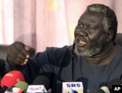 FILE - Sudan People's Liberation Movement governor of Blue Nile state Malik Aggar speaks during joint news conference in Khartoum, in this undated photo.