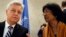 U.N. High Commissioner for Human Rights Navi Pillay (R) talks to Remigiusz Henczel, President of the Human Rights Council before the 22nd session of the Human Rights Council at the United Nations in Geneva Feb. 25, 2013.