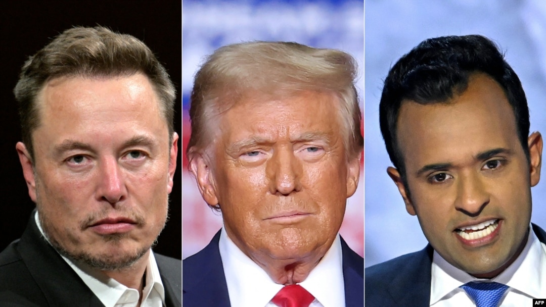 Ilon Mask, Donald Tramp i Vivek Ramasvami (Foto: AFP)
