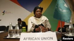 FILE - Nkosazana Dlamini-Zuma, chairperson of the African Union Commission, attends the Valletta Summit on Migration in Valletta, Malta, Nov. 12, 2015. 