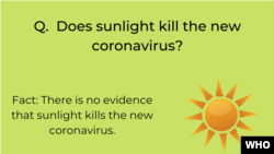 WHO infographic on sunlight and COVID-19