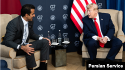 دیدار دونالد ترامپ رئیس جمهوری آمریکا، با شیخ تمیم بن حمد آل ثانی، امیر قطر در حاشیه اجلاس گروه هفت در فرانسه
