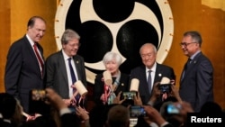 Ministros de finanzas y gobernadores de bancos centrales reunidos en Niigata, Japón, el 11 de mayo de 2023. Al centro la secretaria del Tesoro de EEUU, Janet Yellen.