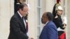 France's President Francois Hollande (L) shakes hands with Gabon's President Ali Bongo Ondimba as he arrives for a meeting at the Elysee Palace in Paris July 5, 2012. REUTERS/Mal Langsdon (FRANCE - Tags: POLITICS)