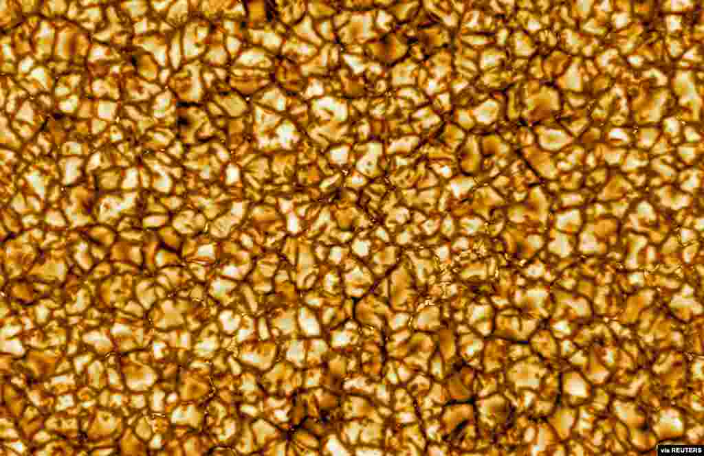 An image shows the surface of the Sun at the highest resolution ever taken, shot by the Daniel K. Inouye Solar Telescope (DKIST), the world&#39;s largest solar telescope, on the island of Maui, Hawaii, Jan. 29, 2020.