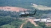 Marine One carrying President Joe Biden flies over the Amazon during a tour, Nov. 17, 2024, in Manaus, Brazil. 