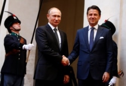 Russian President Vladimir Putin meets with Italian Prime Minister Giuseppe Conte in Rome, Italy, July 4, 2019.