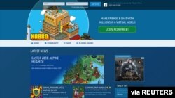 A screenshot shows a webpage of popular virtual world Habbo in Helsinki, Apr. 7, 2020. 