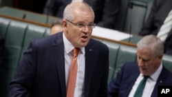 Le Premier ministre australien Scott Morrison au Parlement à Canberra, le 4 juillet 2029.