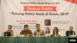 Diskusi Publik Peluang Politisi Muda di Pemilu 2019 di Yogyakarta (Foto: VOA/Nurhadi).