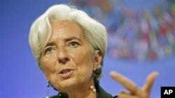 International Monetary Fund Managing Director Christine Lagarde speaks at a news conference during IMF/World Bank annual meetings at the IMF in Washington, D.C., September 22, 2011.