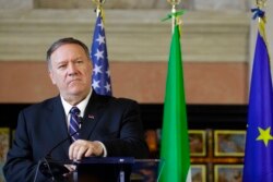 U.S. Secretary of State Mike Pompeo speaks after meeting Italian Foreign Minister Luigi Di Maio in Rome, Oct. 2, 2019.