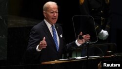 Presiden Amerika Joe Biden memberikan pidato pertamanya di Majelis Umum PBB hari Selasa (21/9). 