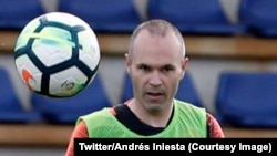 Andrés Iniesta du Real Madrid lors d’une séance d’entraînement avant son dernier clasico contre la FC Barcelone, Madrid, 28 avril 2018. (Twitter/Andrés Iniesta) 