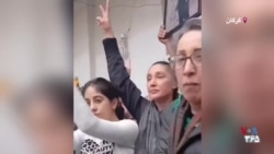 تشویق هدیه تهرانی از سوی مردم به خاطر حضور در مراسم چهلم سینا حق‌شناس
