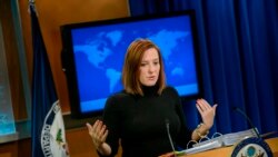 (FILES) In this file photo taken on February 20, 2015 US State Department spokeswoman Jen Psaki delivers a daily briefing at the US State Department in Washington, DC.