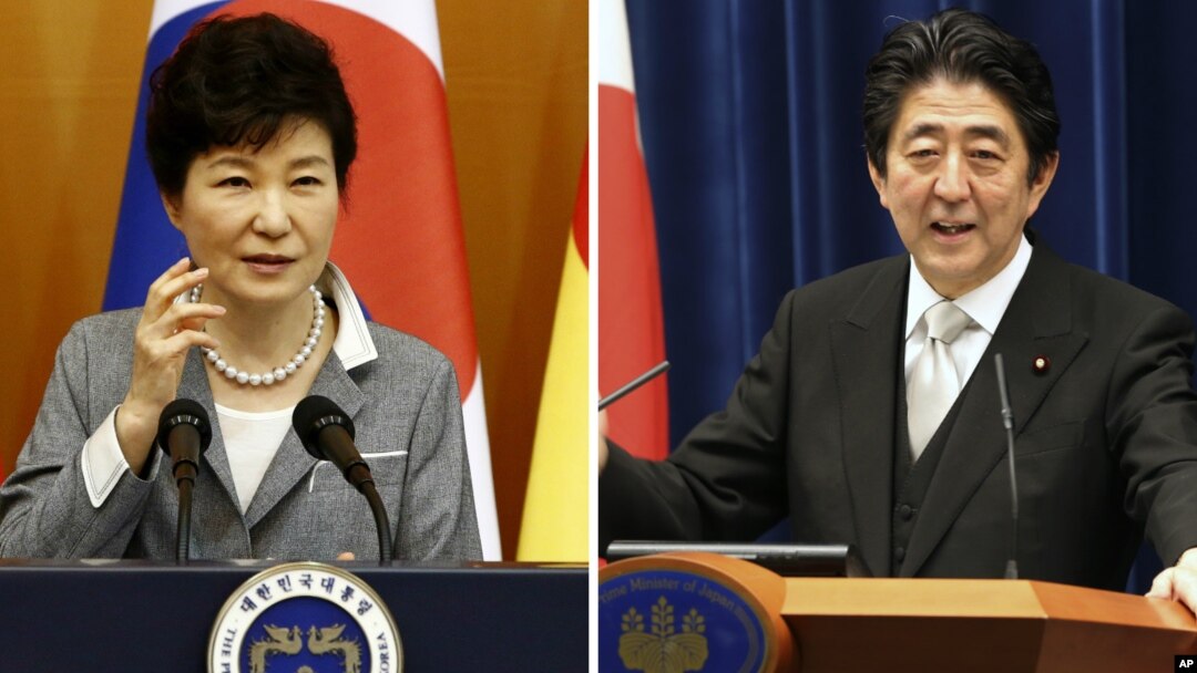 South Korea President Park Geun-hye, left, and Japan Prime Minister Shinzo Abe will attend a summit in South Korea with Chinese Premier Li Keqiang later this month, the first such meeting since they were discontinued in 2012.