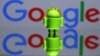 Cetakan 3 Dimensi Maskot Android, Bugdroid di depan logo Google. (Foto: Ilustrasi)