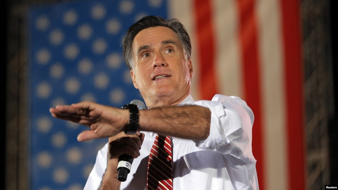 Calon Presiden dari Partai Republik, Mitt Romney dalam kampanyenya di Fishersville, Virginia (4/10).