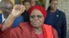 Namibia's Vice President and SWAPO presidential candidate Netumbo Nandi-Ndaitwah gestures after casting her vote in the elections in Windhoek, Nov. 27, 2024. 