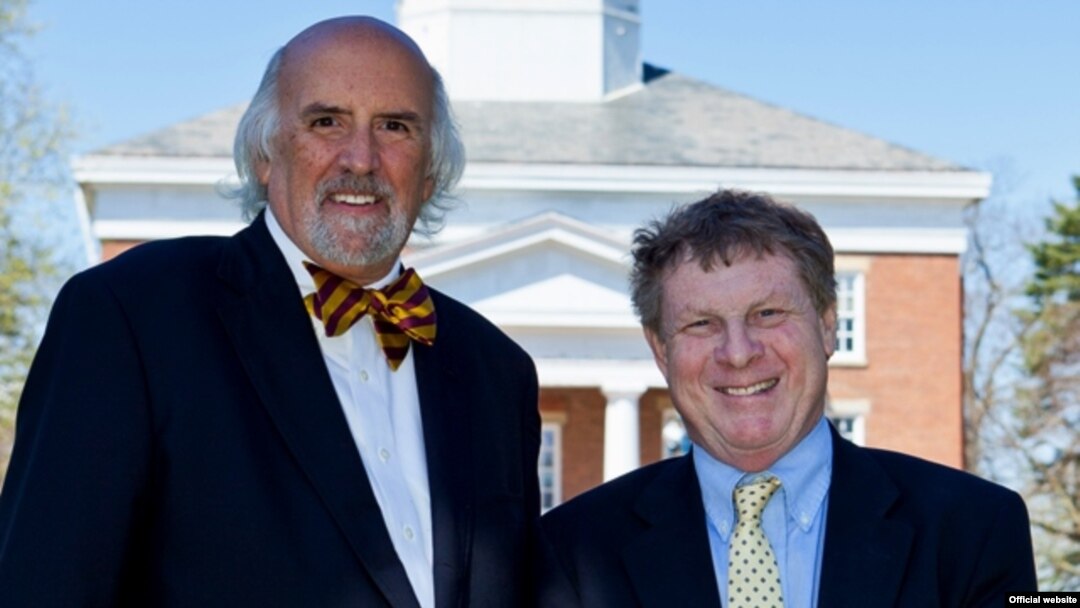 Mindset list authors Ron Nief (L) and Tom McBride of Beloit College in Beloit, Wisconsin.