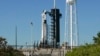 A SpaceX Falcon 9 rocket with the Crew Dragon spacecraft stood ready for a mission to the International Space Station at Kennedy Space Center in Cape Canaveral, Fla., March 12, 2025, but the flight was later scrubbed because of a hydraulic system problem.