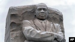 FILE - The Martin Luther King Jr. Memorial is seen during the annual Martin Luther King, Jr. Wreath Laying Ceremony in Washington, Jan. 15, 2024. 