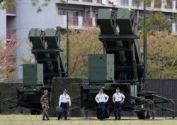 지난 2013년 4월 북한의 군사 도발 위협에 대응해 일본 도쿄 인근에 배치된 자위대 소속 패트리어트 지대공 요격 미사일. (자료사진)