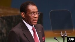 Teodoro Obiang Nguema, président de la Guinée Equatoriale, lors du Sommet de la paix Nelson Mandela, à New York, le 24 septembre 2018.