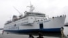 FILE - A picture taken on Aug. 10, 2013 shows the Mercy Africa hospital ship docked at the port in Pointe-Noire.