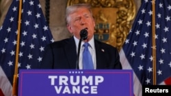 El presidente electo de Estados Unidos, Donald Trump, pronuncia un discurso en Mar-a-Lago en Palm Beach, Florida, Estados Unidos, el 16 de diciembre de 2024. REUTERS/Brian Snyder