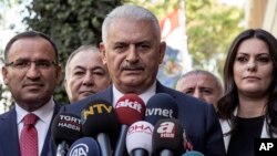 PM Turki Binali Yildirim berbicara kepada media di Ankara bahwa pemerintah Turki menentang referendum kemerdekaan Kurdi Irak, Jumat (22/9). 