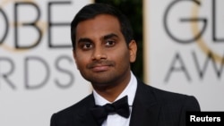 Actor Aziz Ansari arrives at the 73rd Golden Globe Awards in Beverly Hills, California, Jan. 10, 2016. 