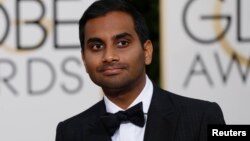 Actor Aziz Ansari arrives at the 73rd Golden Globe Awards in Beverly Hills, Calif., Jan. 10, 2016. 