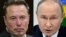 Foto kompilasi CEO SpaceX Elon Musk dan Presiden Rusia Vladimir Putin. (Foto: AFP)
