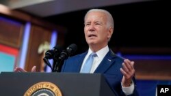 El presidente de EEUU, Joe Biden, habla durante un evento para anunciar nuevas medidas para luchar contra el calor extremo, el 27 de julio de 2023.