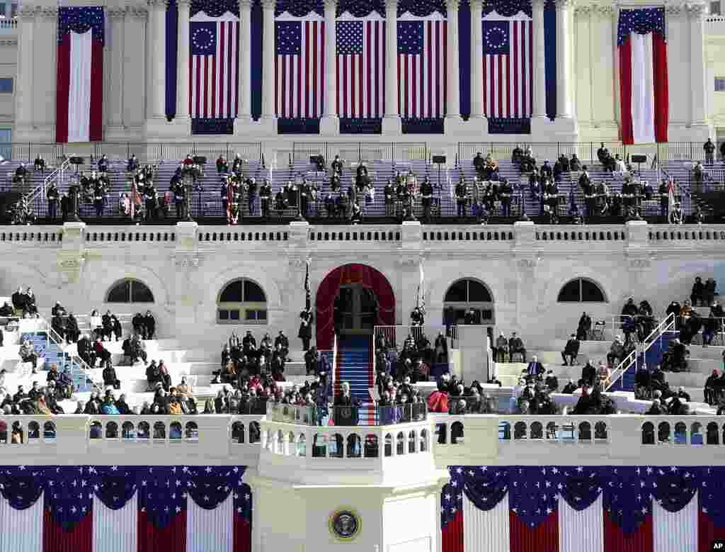 President Joe Biden delivers his inaugural address during the 59th Presidential Inauguration at the U.S. Capitol in Washington, Wednesday, Jan. 20, 2021. (AP Photo/Patrick Semansky, Pool)