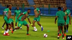 L'équipe du Zimbabwe à l'entrainement avant le match contre l'Egypte le 21 juin 2019.