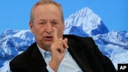 U.S. economist Larry Summers speaks during a panel on the second day of the annual meeting of the World Economic Forum in Davos, Switzerland, Jan. 18, 2017.