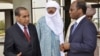 Ibrahim Ag Mohamed Assaleh (L), leader of a team of National Liberation Movement of Azawad (MNLA) speaks to Burkina Faso's minister of foreign affairs Dijbril Bassolé (R) in Ouagadougou, Burkina Faso, June 9, 2012