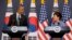 美国总统奥巴马和韩国总统朴槿惠2014年4月25日在首尔青瓦台举行联合记者会。