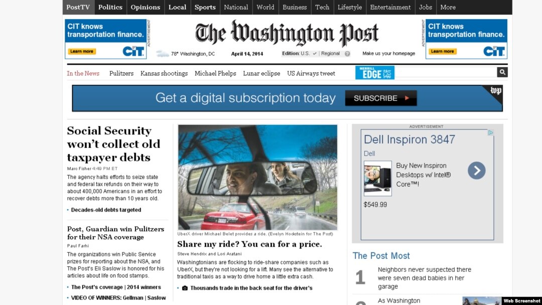 The Washington Post y The Guardian fueron premiados por su cobertura sobre del escándalo desatado por Edward Snowden.