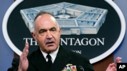 찰스 리처드 미군 전략사령관이 22일 워싱턴 국방부 청사에서 기자회견을 했다.
