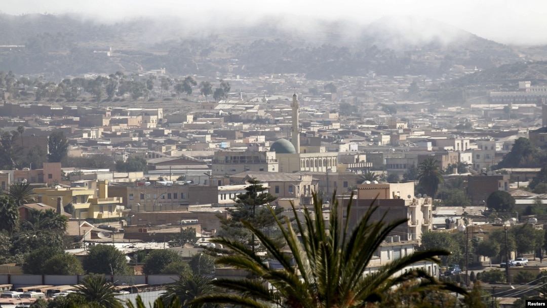 FILE - A general view shows buildings in the central business district of Eritrea's capital, Asmara, Feb. 16, 2016. 
