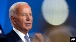 ARCHIVO - El presidente estadounidense Joe Biden habla durante una conferencia de prensa en Washington, el 11 de Julio de 2024.