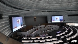 FILE - Senators attend a session at Thai Parliament in Bangkok on April 2, 2024.